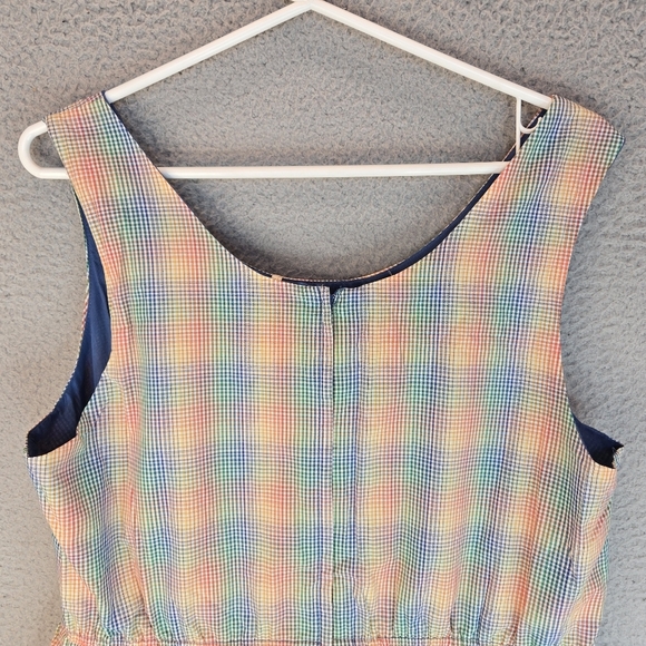 Modcloth Womens Dress Sz XL Plaid Lined Pockets Lightweight Sleeveless Casual - Picture 11 of 13